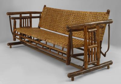 American Rustic Old Hickory Large Settee Porch Glider