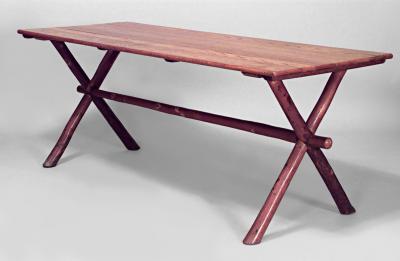 American Rustic Old Hickory Oak Top Rectangular Dining Picnic Table