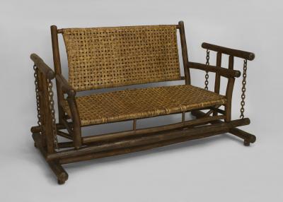 American Rustic Old Hickory Porch Glider Loveseat 