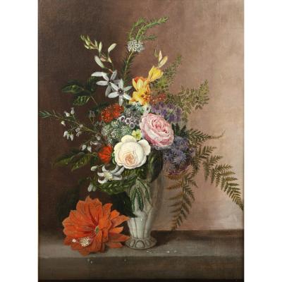 American School 19th century Still Life of Flowers
