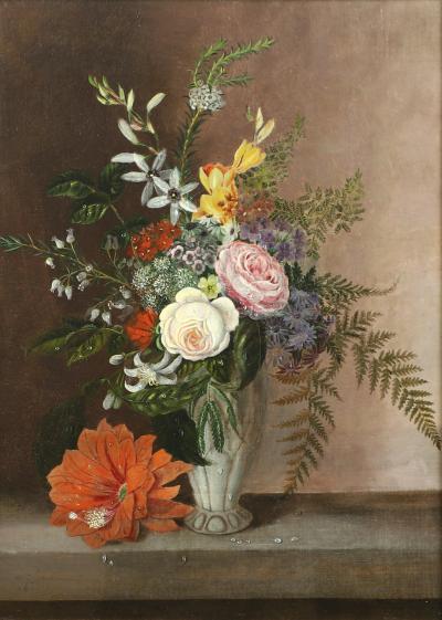 American School 19th century Still Life of Flowers