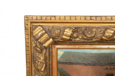 American School Oil on Panel Farm Scene