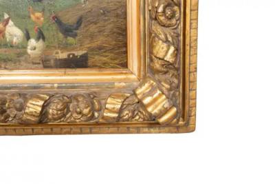 American School Oil on Panel Farm Scene