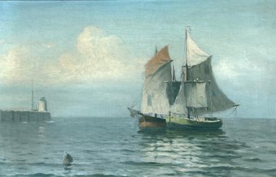 American School Sailboats off the Lighthouse 