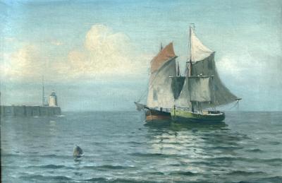 American School Sailboats off the Lighthouse 