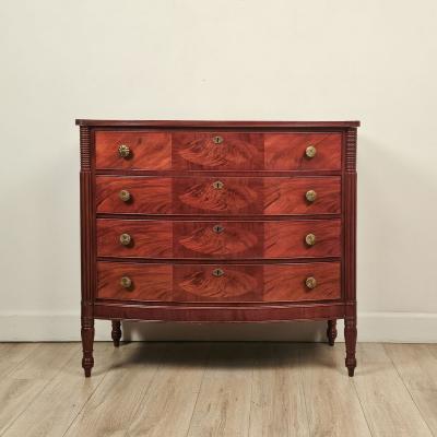 American Sheraton Bowfront Inlaid Chest Probably Massachusetts circa 1815