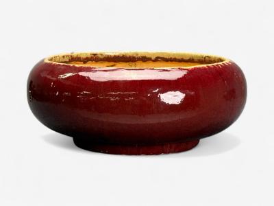 American Studio Large Floor Pot Red Ceramic Glaze USA 1970s