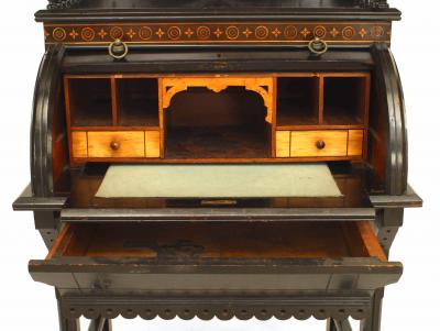 American Victorian Aesthetic Movement Roll Top Desk