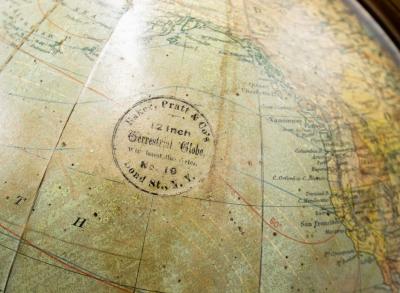 American Victorian Brass Meridian Globe