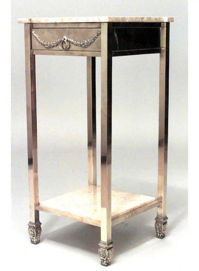 American Victorian Brass and Marble End Table