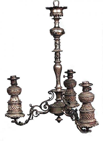 American Victorian Bronze Chandelier