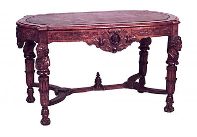 American Victorian Burl Walnut Center Table
