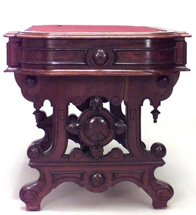American Victorian Burl Walnut Table Desk