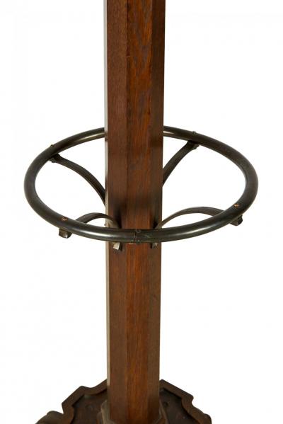 American Victorian Carved Oak and Brass Coat Hatrack