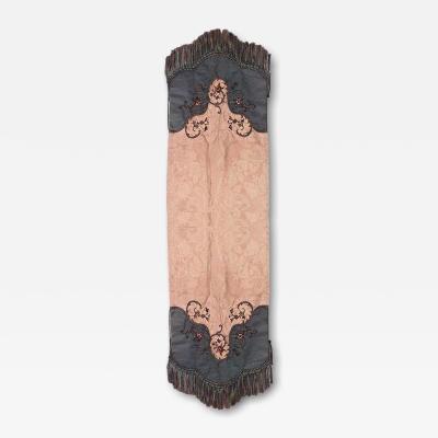 American Victorian Gold Damask and Green Velvet Table Runner