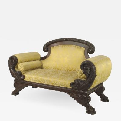 American Victorian Gold Upholstered Loveseat