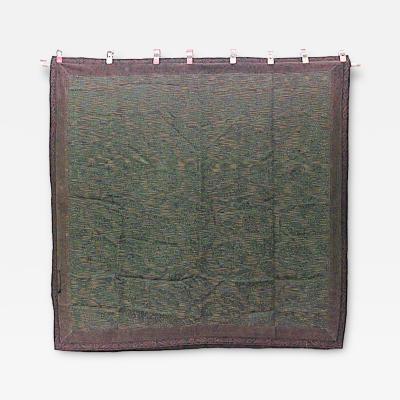 American Victorian Green Floral Silk Table Cover