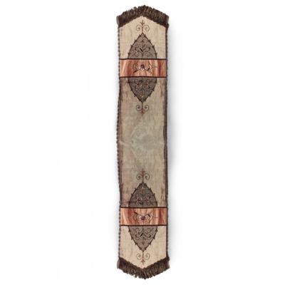 American Victorian Green Silk Embroidered Table Runner