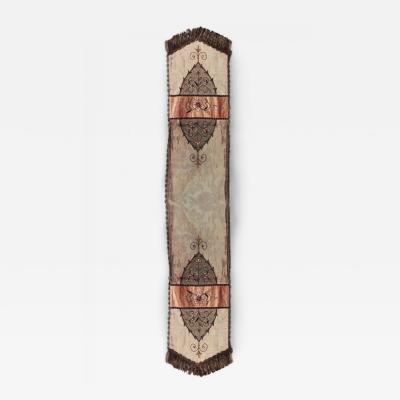 American Victorian Green Silk Embroidered Table Runner