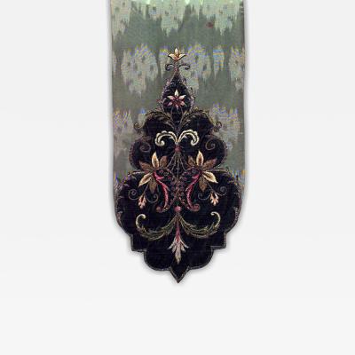 American Victorian Green Silk and Velvet Table Runner