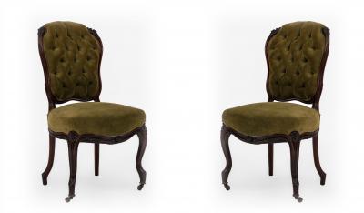 American Victorian Green Velvet 5 Piece Living Room Set