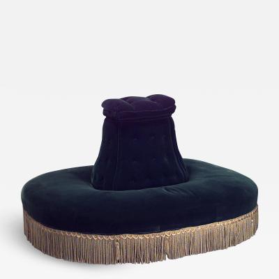 American Victorian Green Velvet Ottoman