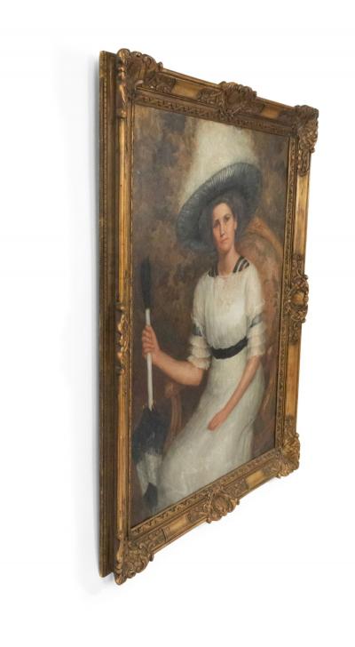 American Victorian Lady in White Portrait