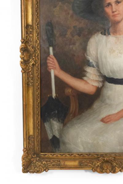 American Victorian Lady in White Portrait