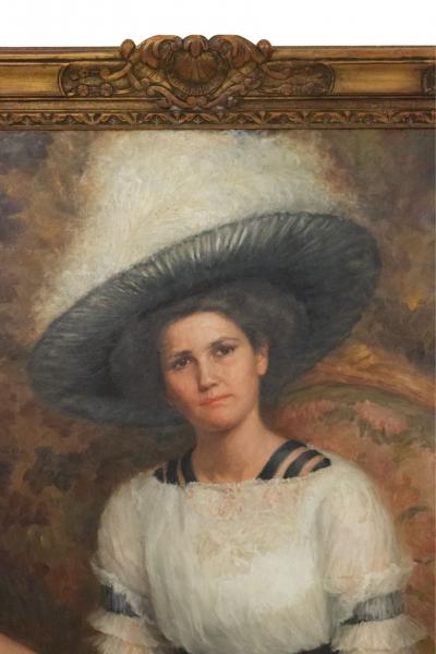 American Victorian Lady in White Portrait
