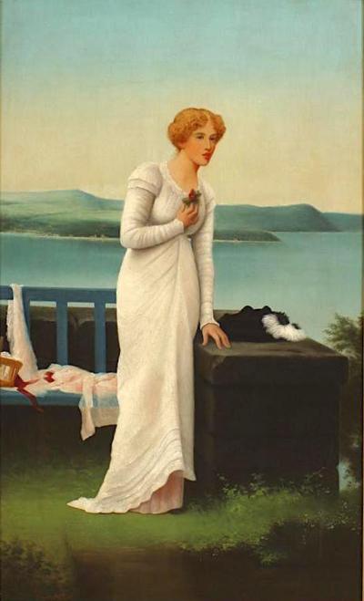 American Victorian Lady in White Portrait
