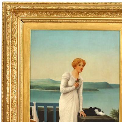 American Victorian Lady in White Portrait
