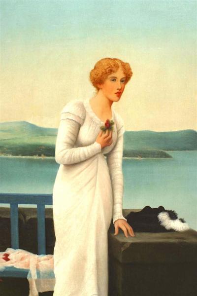 American Victorian Lady in White Portrait