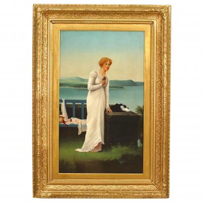 American Victorian Lady in White Portrait