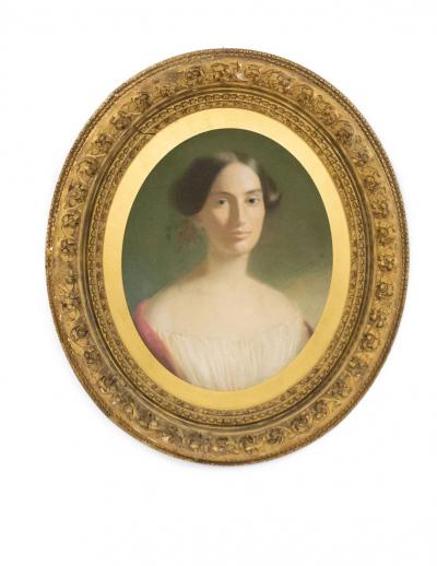 American Victorian Lady with Flowers Portrait