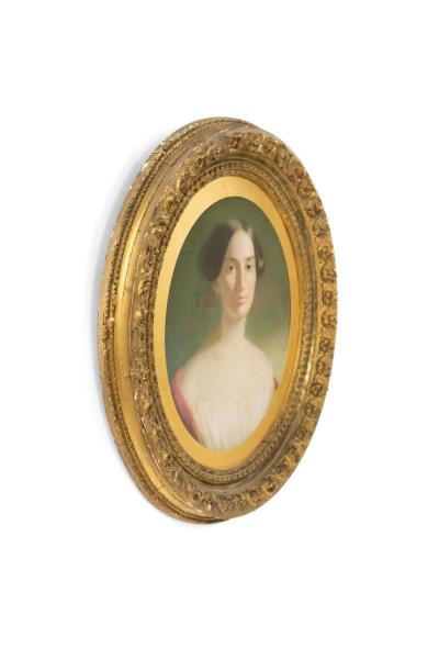 American Victorian Lady with Flowers Portrait