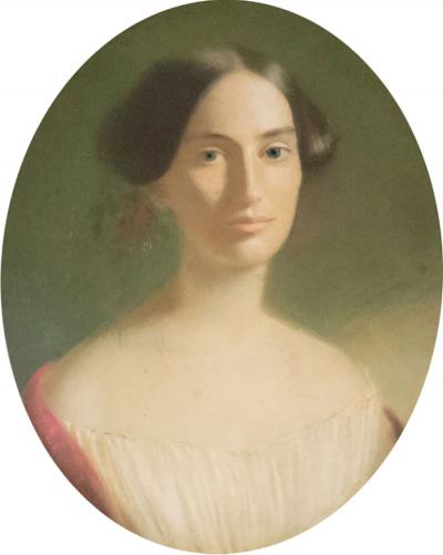 American Victorian Lady with Flowers Portrait