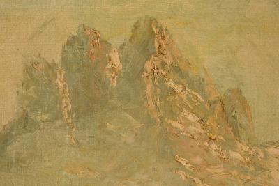 American Victorian Landscape Painting Of A House Up In The Mountains