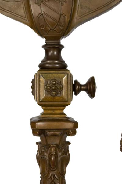 American Victorian Monumental Bronze Double Student Lamp