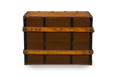 American Victorian Multi Drawer Leather and Brass Steamer Trunk