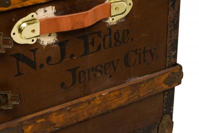 American Victorian Multi Drawer Leather and Brass Steamer Trunk