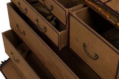 American Victorian Multi Drawer Leather and Brass Steamer Trunk