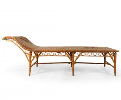 American Victorian Natural Wicker Recamier