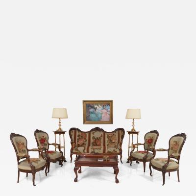American Victorian Needlepoint 11 Piece Living Room Set