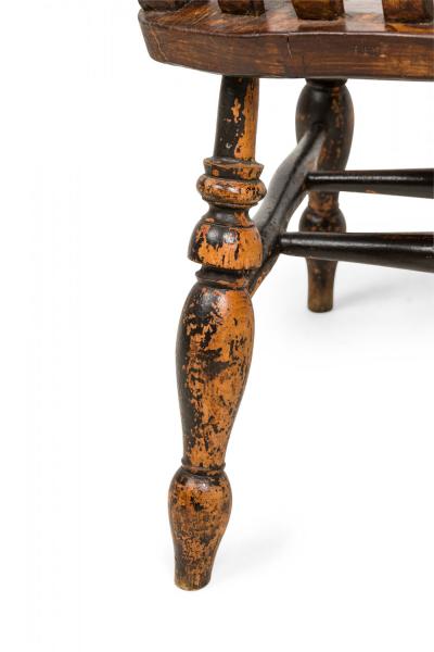American Victorian Oak Slat Back Armchair with Shaped Seat and Turned Supports