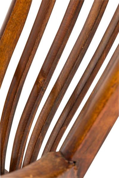 American Victorian Oak Slat Back Armchair with Shaped Seat and Turned Supports
