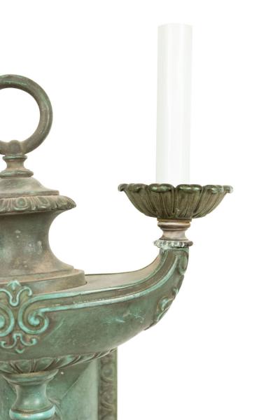 American Victorian Patinated Bronze Aladdin Lamp Wall Sconce