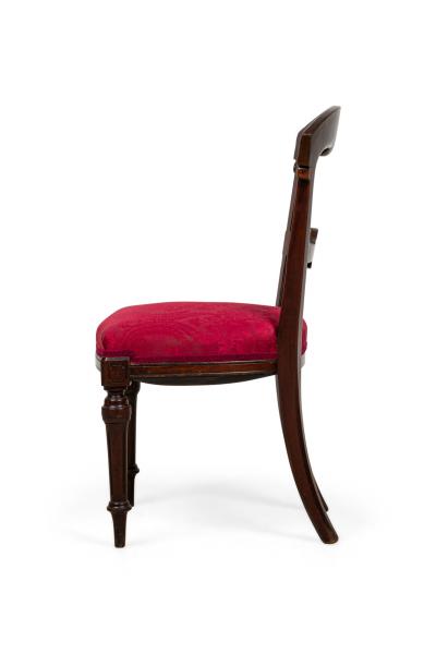 American Victorian Red Damask Upholstered Side Chairs