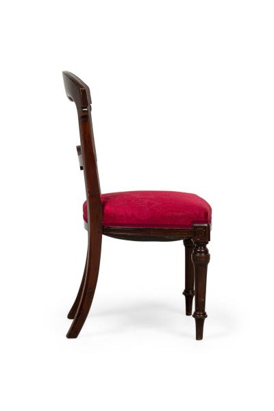 American Victorian Red Damask Upholstered Side Chairs