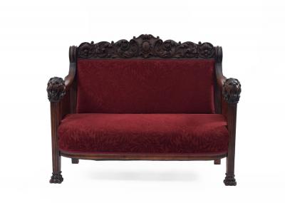 American Victorian Red Velvet 5 Piece Living Room Set