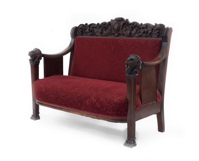 American Victorian Red Velvet 5 Piece Living Room Set